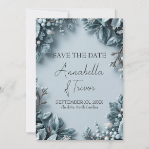 Frosted Winter Florals Wedding Save The Date