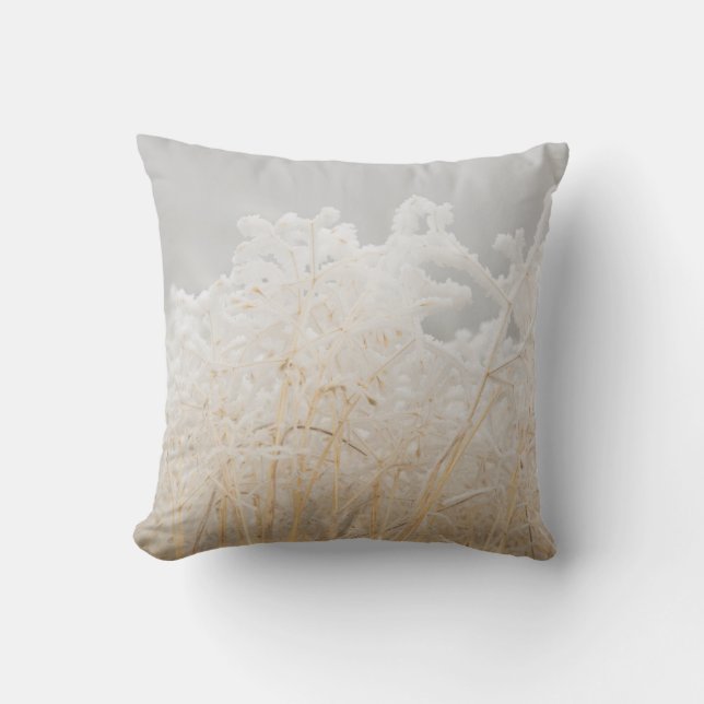Frosted Winter Grasses Throw Pillow (Front)