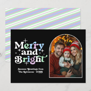 Frosted Winter Modern Retro Christmas Family Photo Holiday Card