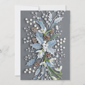Frosted Winter Snowdrop Floral Arrangement Invitation