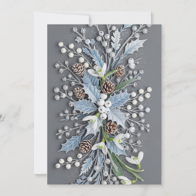 Frosted Winter Snowdrop Floral Arrangement Invitation (Front)