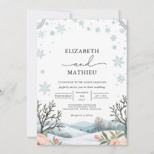 Frosted Winter Snowflakes Wedding Invitation