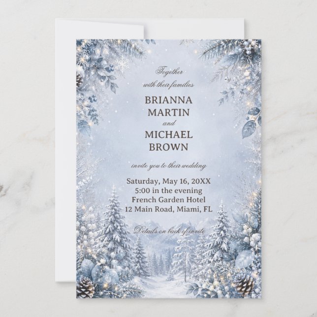 Frosted Woodland Path Winter Invitation (Front)
