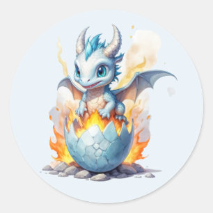 Frostfire Hatchling Blue Dragon  Classic Round Sticker