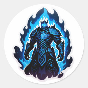 Frostfire Shadow Knight – Blue Inferno Edition Classic Round Sticker
