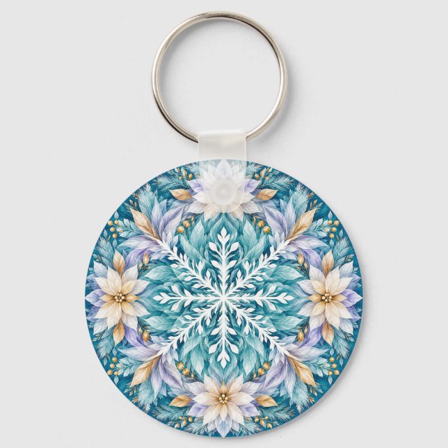Frostflower Winter Mandala Keychain (Front)