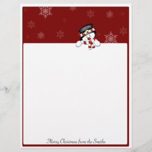 Frostie on Red with White Snowflakes