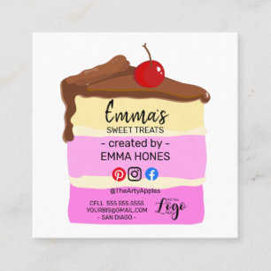 FROSTING modern colourful baker cherry Square Business Card