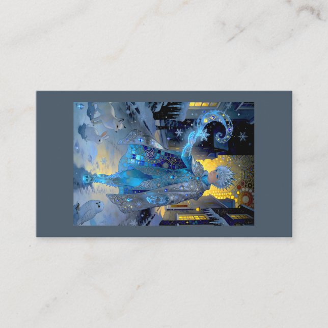 Frostmaker of a Moonlit Street – A Winter Portrait Business Card (Front)