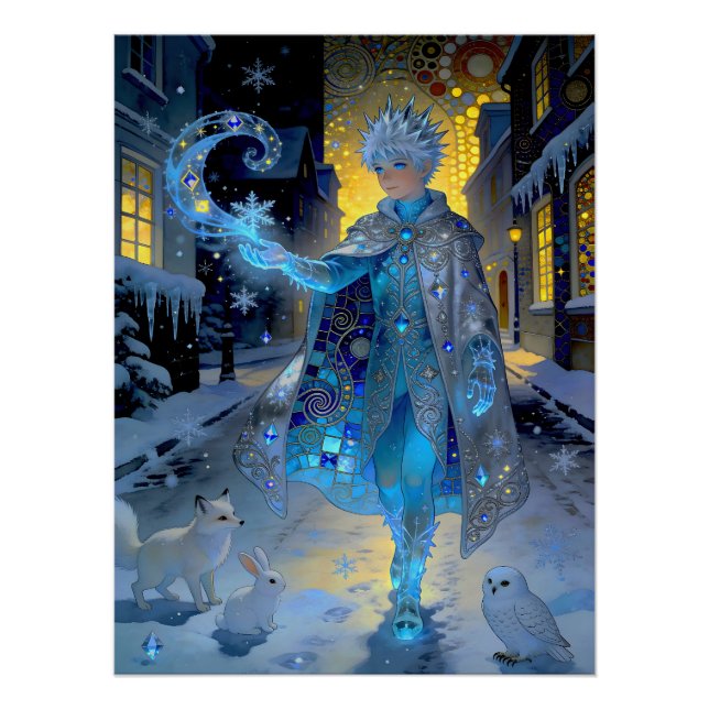 Frostmaker of a Moonlit Street – A Winter Portrait Poster (Front)