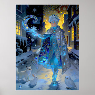 Frostmaker of a Moonlit Street – A Winter Portrait Poster