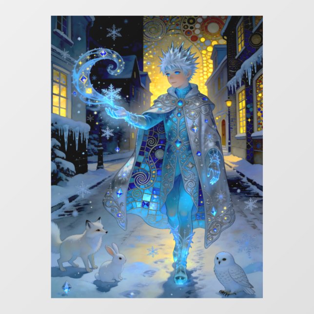 Frostmaker of a Moonlit Street – A Winter Portrait Window Cling (Sheet)
