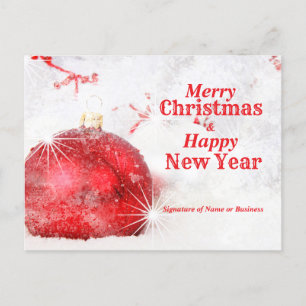 Frosty Bauble Merry Christmas Happy New Year Postcard