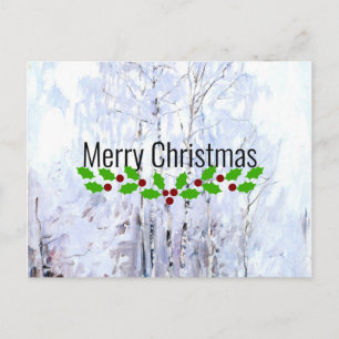 Frosty Birch Trees, Christmas Greetings Postcard