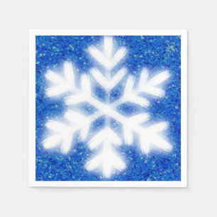 Frosty blue North Pole snowflakes   sparkling snow Napkin