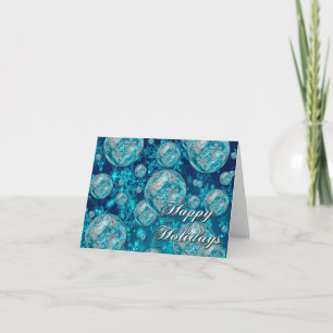 Frosty Blue Snowflake Bubbles Holiday Card