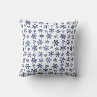 Frosty Blue Snowflake Winter Home Gift Decoration Throw Pillow