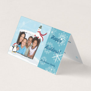 Frosty Blue Snowflakes Custom Photo Happy Holidays
