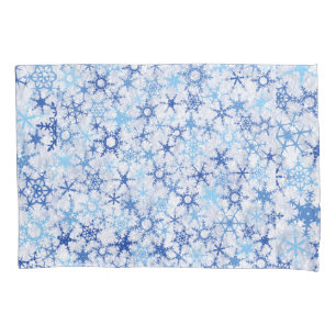 Frosty Blue Snowflakes Pattern Pillowcase