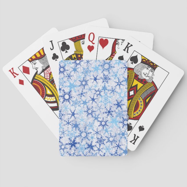 Frosty Blue Snowflakes Playing Cards (Back)
