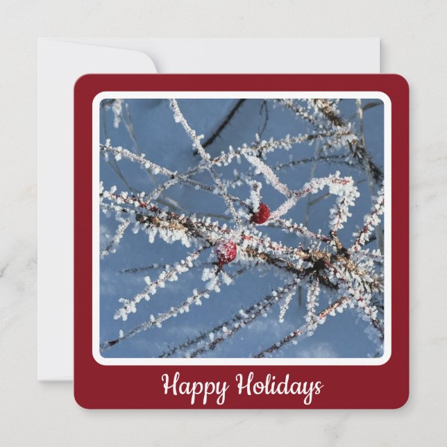 Frosty Branches - Flat Holiday Card (Front)