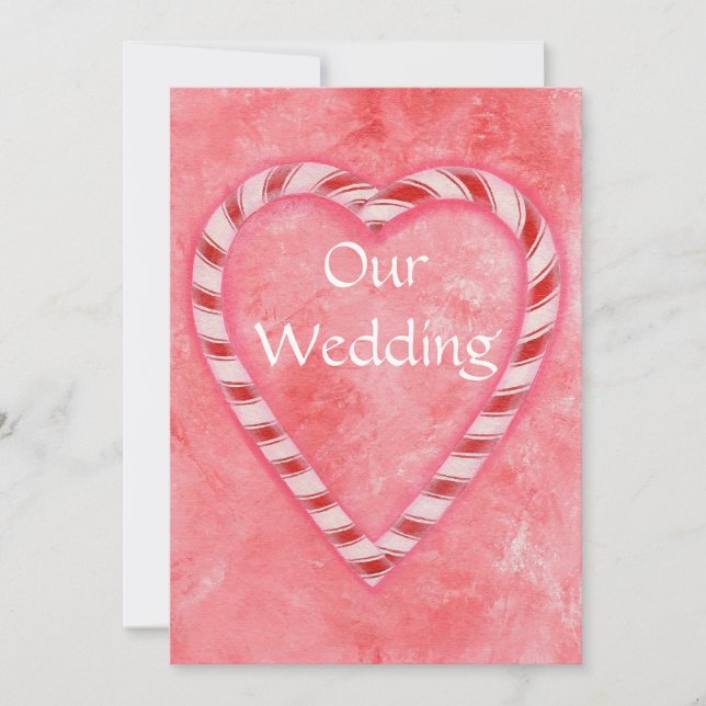 Frosty Candy Cane Christmas Wedding Invitations (Front)