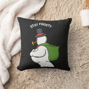  Frosty Christmas Austrian Alps Snowman Throw Pillow