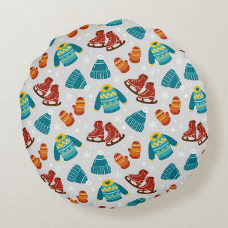 Frosty Days Cozy  Round Pillow