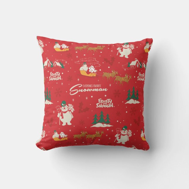 Frosty - Everyone's Favourite Snowman Pattern Throw Pillow (Front)