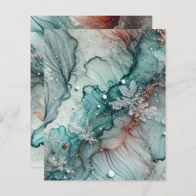 Frosty Fall Morning Alcohol Ink Scrapbook Paper (Front/Back)