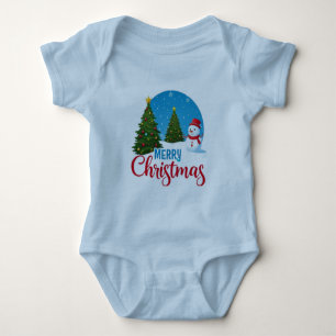 "Frosty Family: Light Blue Winter Wonderland Desig Baby Bodysuit