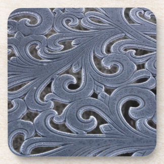 Frosty Filigree Metal Patterns Coaster