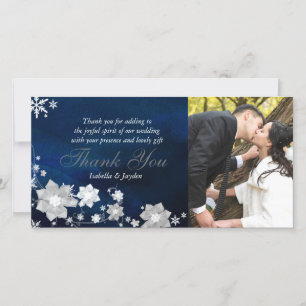 Frosty Floral Winter Wedding Thank You Photo Card