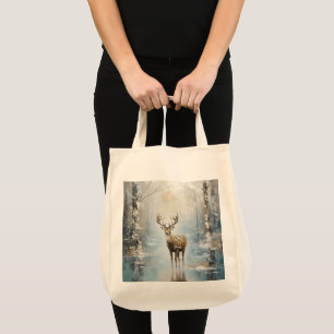 Frosty Forest Woodland Deer Tote Bag