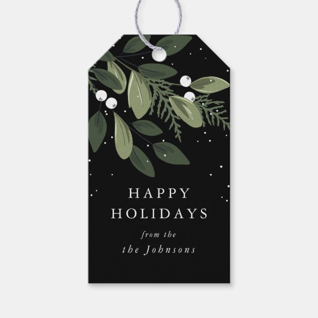 Frosty Green Wreath Gift Tags (Front)