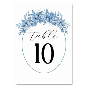 Frosty Grey Blue Floral Wedding Table Number