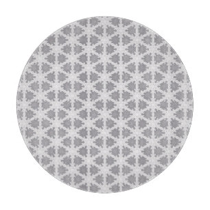 Frosty Grey White Grid Cutting Board