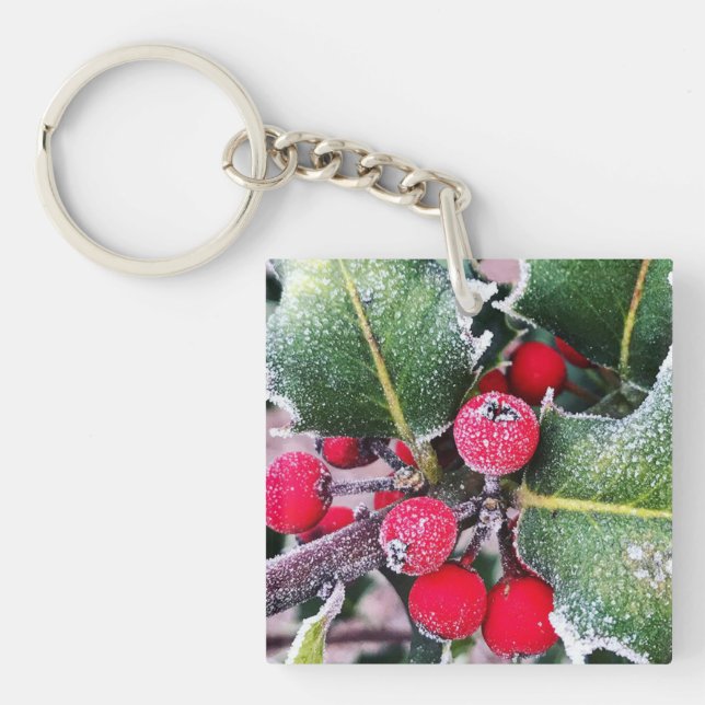 Frosty Holly Keychain (Front)