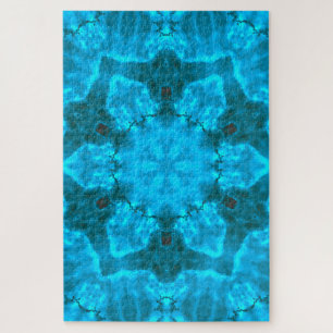 Frosty Ice Blue Snowflake Kaleidoscope Pattern Jigsaw Puzzle