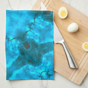 Frosty Ice Blue Snowflake Kaleidoscope Pattern Kitchen Towel