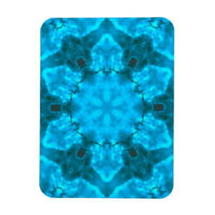 Frosty Ice Blue Snowflake Kaleidoscope Pattern Magnet
