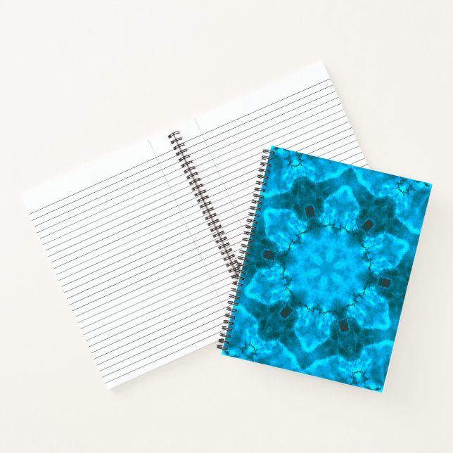 Frosty Ice Blue Snowflake Kaleidoscope Pattern Notebook (Inside)