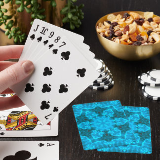 Frosty Ice Blue Snowflake Kaleidoscope Pattern Playing Cards