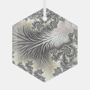 Frosty Ice Crystals Frozen Look Fractal Fine Art Glass Ornament