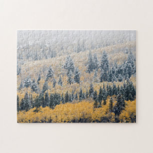 Frosty Larch Trees in Fall Colours Jigsaw Puzzle