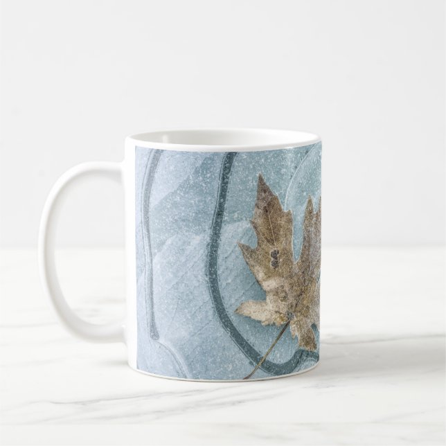 Frosty Maple Leaf Frozen on Ice Coffee Mug (Left)