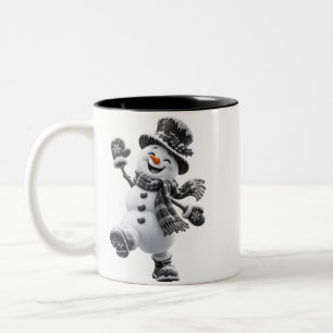 Frosty Merry Christmas Snowman Winter Holiday Desi Two-Tone Coffee Mug