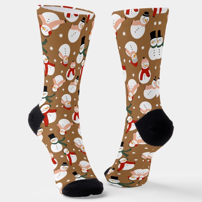 Frosty Merry Snowman Wonderland  Socks (Angled)