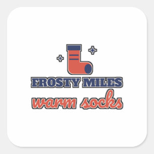 Frosty Miles Warm Socks Winter Runner Square Sticker