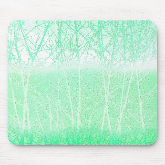 Frosty Misty Branches Mint Green Mouse Pad (Front)
